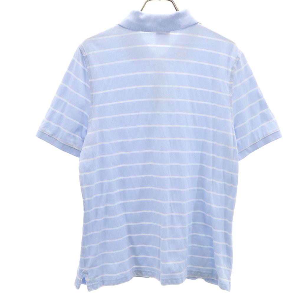 Brooks Brothers Polo à manches courtes à motif bordure L Bleu clair Femme Occasion