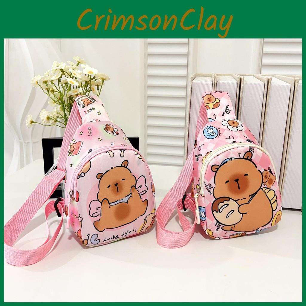 Capybara Preschool Children Nylon Crossbody Bag Animal Pattern Design Everyday