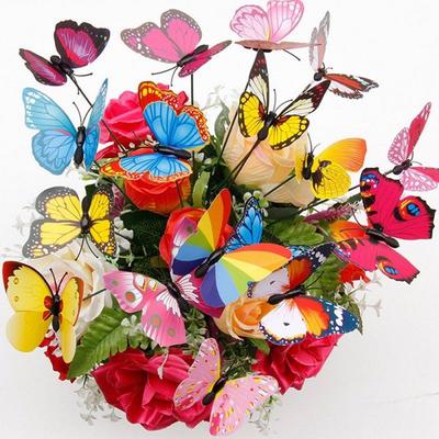 Lady Bug 10 sztuk Symulacja On-Sticks Butterfly Ornament Outdoor Home Garden Patio Decor