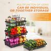 3-Tier countertop fruit basket with 2 banana hooks, removable metal device, wooden handle, can hold vegetables and fruits, black