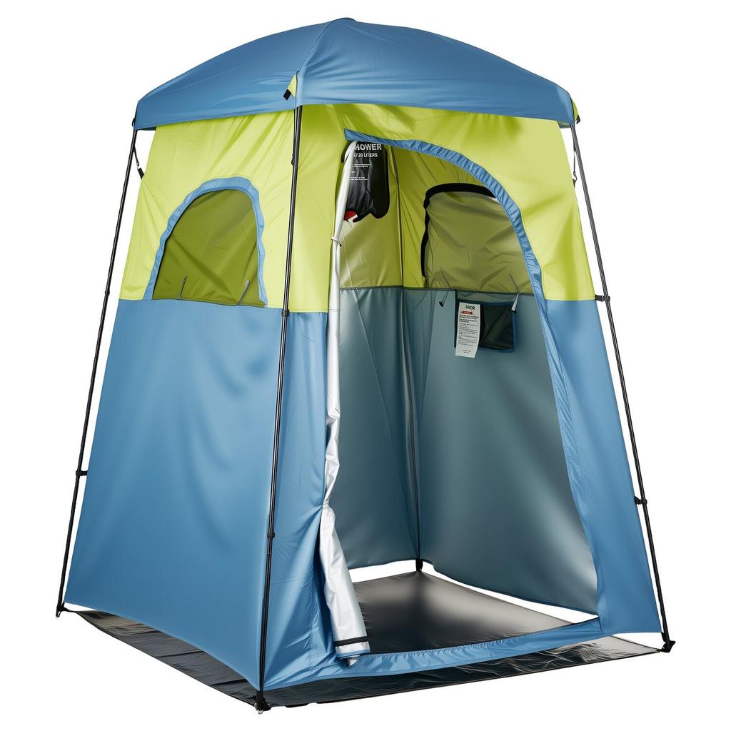 Camping Shower Tent, 1 Room, Portable Privacy Tent Changing Room with Shower Bag, Ground Stakes, Ropes, Carry Bag, and Support Poles, 150D Oxford