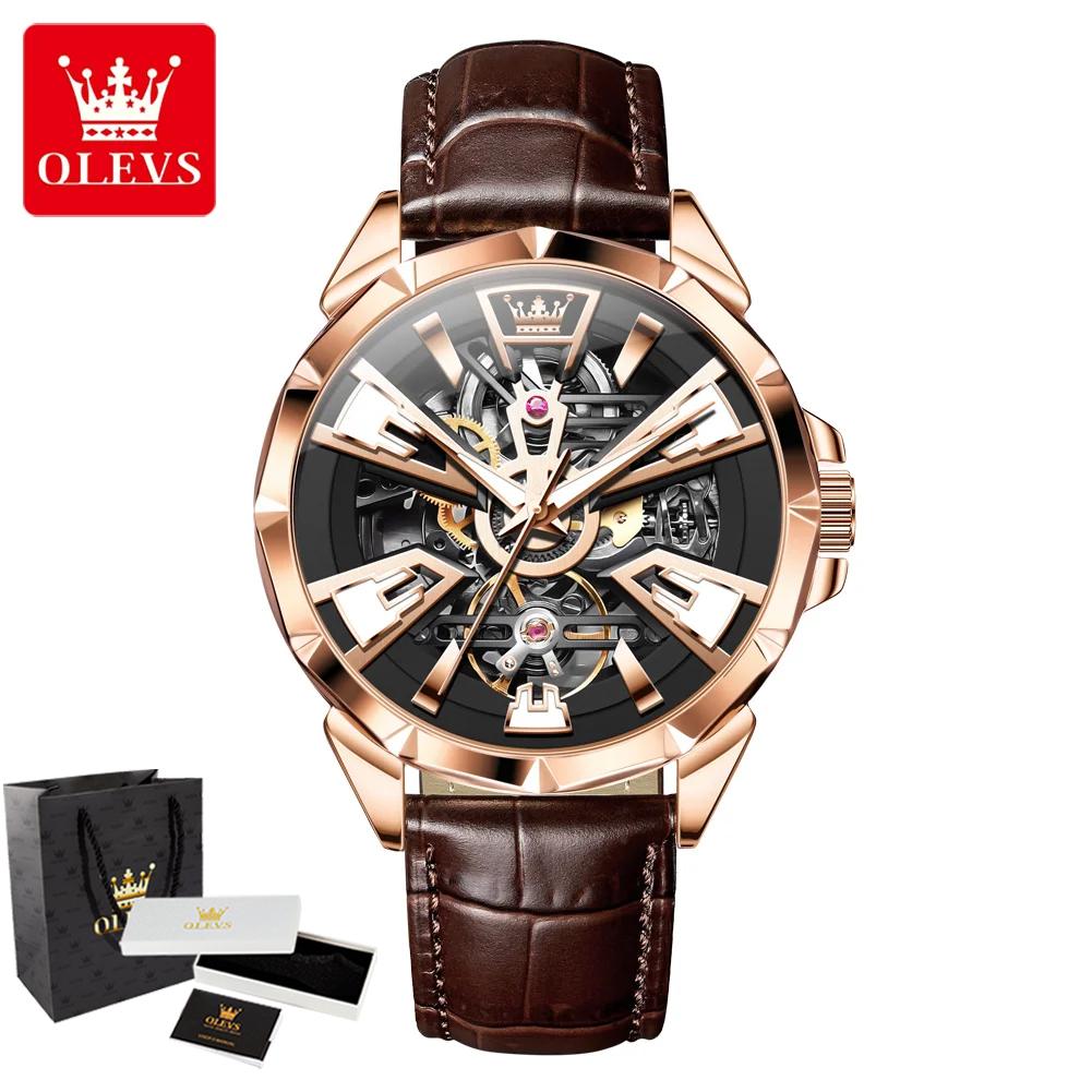 OLEVS 7051 Mens Watches Waterproof Luminous Multifunctional Automatic Mechanical Watch for Men skeleton Watches Luxury Men Reloj