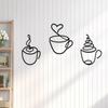3 Pieces Set Metal Coffee Cup Wall Decor Minimalist Metal Wall Art Decor Add A Touch of Charm to Kitchen Home Wall Decorations
