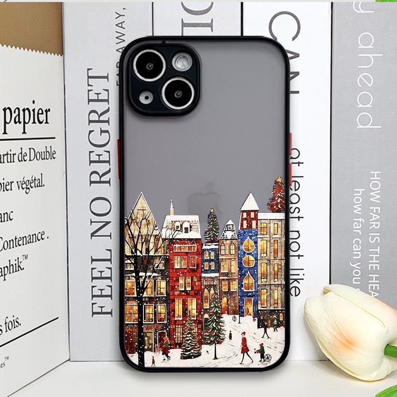 Rural Building Snow Scenery Christmas Phone Case for Samsung Galaxy A36 A56 A55 A54 A53 A52 A51 A50 A15 A14 5G Shockproof Cover