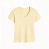 Summer Solid Color V-Neck Slim-Fit T-Shirt for Women, New Slim-Fit Round-Neck Short-Sleeve Top