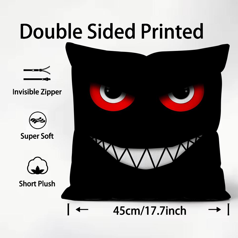 Black Emoticons Cool Cushion Cover Plush Fabric Soft DoubleSided Printed Sofa Warm Winter Home Child Gift Pillow Case