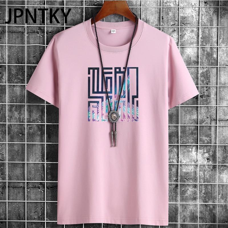 JPNTKY Cotton Short Sleeve T-shirt Men's Fashion Loose Half Sleeve Shirt Printed Compassionate Shirt