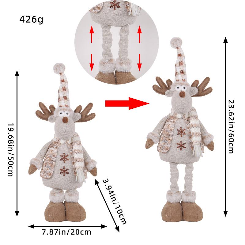 Telescopic Christmas Snowman and Knitted Reindeer Ornaments for Holiday Window Displays