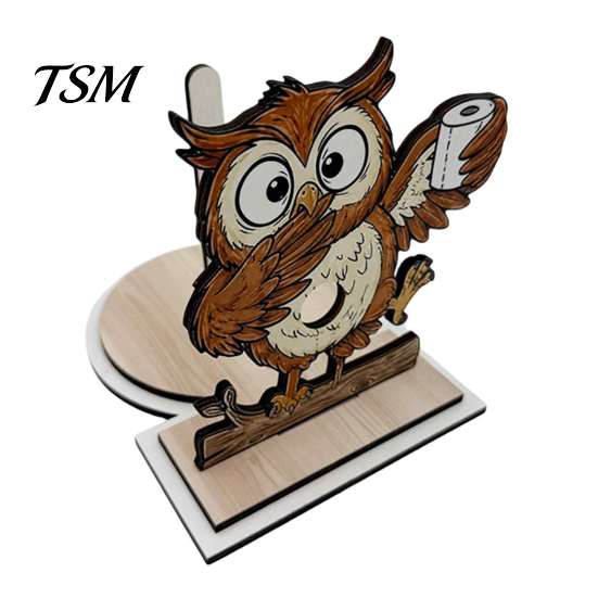 Novelty Bathroom Decor Roll Paper Holder, Creative Animal Shape Dispenser, Vertical Stable Tissue Sustainable Wood Stand Rack, Solid for Kitchen