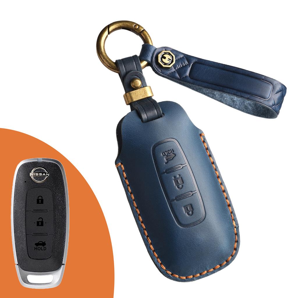 The Retro Key Cover Is Suitable for the New Nissan Xuanyi Teana Exploration Lu Qashqai Qijun Jinke Genuine Leather Keychain.