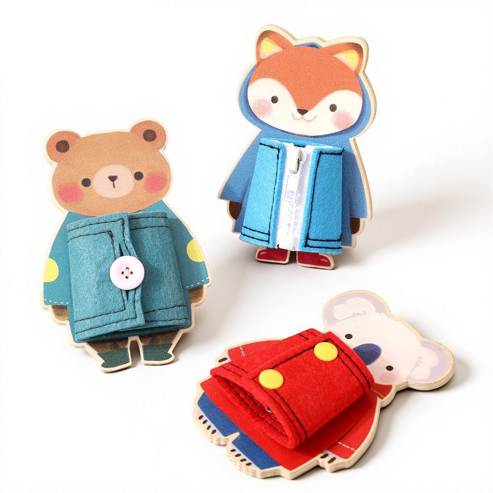 

Button Zipper Kids Montessori Toy Wearing Clothes Early Education Toy Preschool Training 1 set