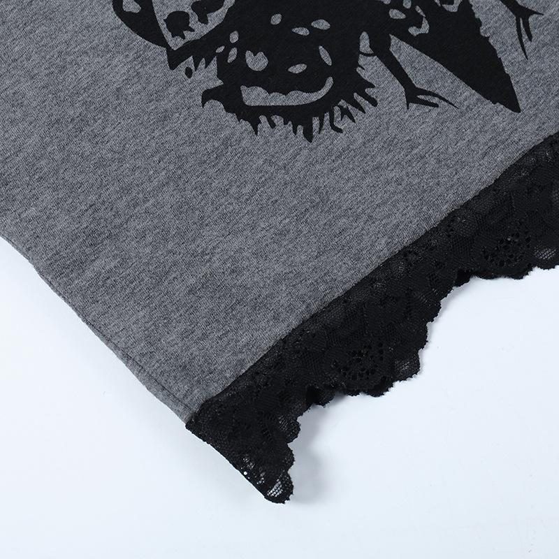 GMXIA Spice Lace Patchwork Halfter Dark Wind Persönlichkeit Moth Print Abnehmen Temperament Top Lady