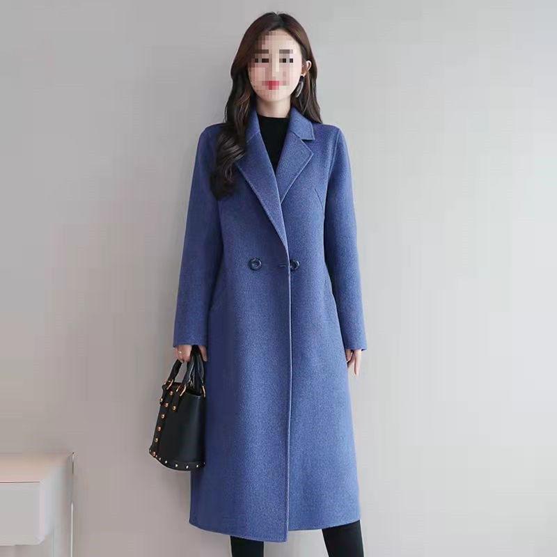 VEZFAA Women's Fashion Casual Solid Color Print Autumn Winter Long Sleeve POLO Neck Jackets & Coats