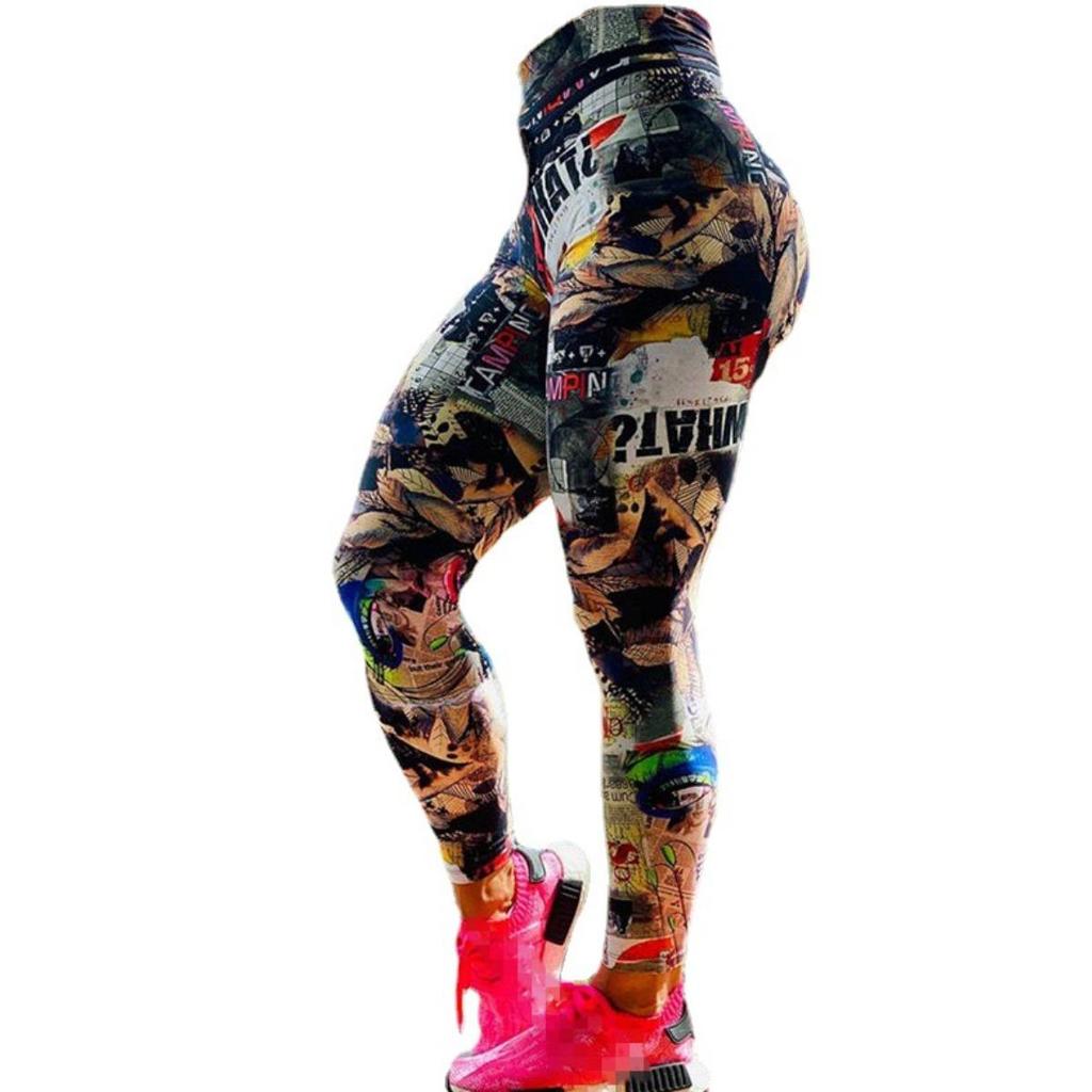 Women's New Arrival High Waist Fashion Workout Leggings Digital Print Sport Stretchy Gym Tights