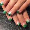 Patrick's Day Press On Nail Short Square False Nail Glossy Stick On Nail Green French Tips Manicure Nail Decors