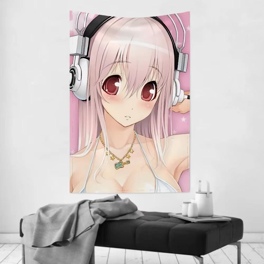 Ink Moe Aesthetic Room Tapestry Super Sonico Theme Kawaii Bedroom Dorm Decor