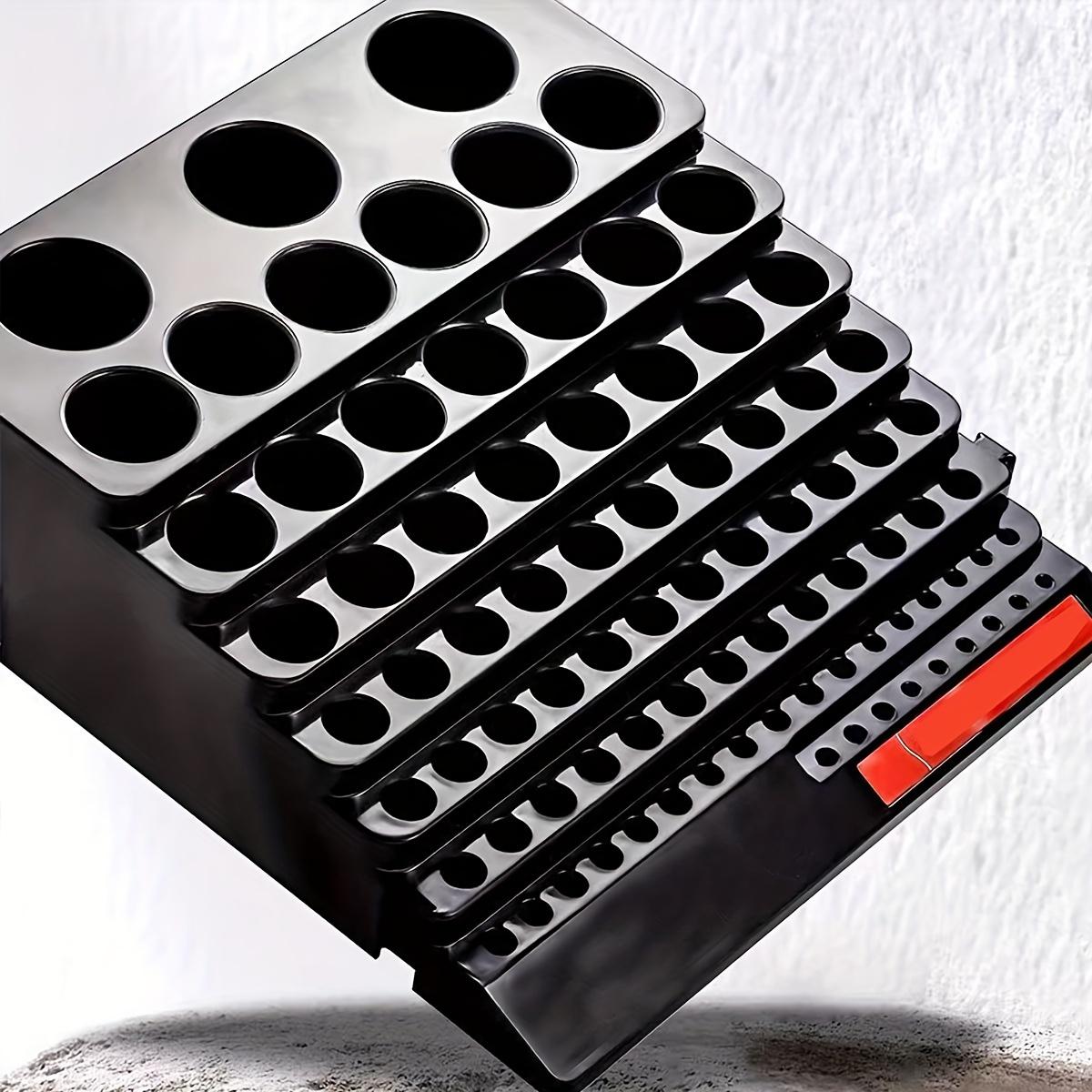 85 Hole Drill Bit Holder Storage Box Workbench Screwdriver Drill Bit Holder Storage Box Suitable for Home Workshop Factory Black nero