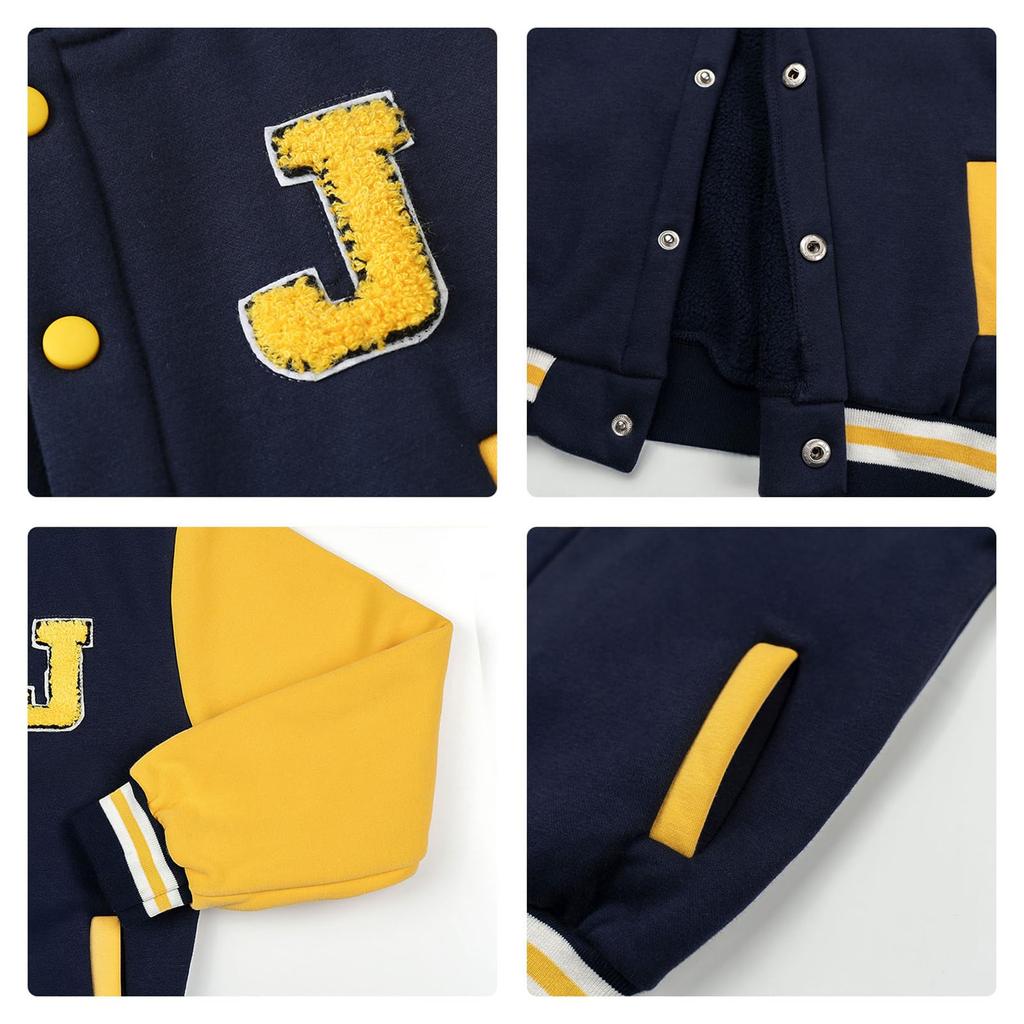 Volunboy Baseball Jacket for Long Baby Jacket with Perfect for School or Kindergarten English Size Kids' Boys, Outerwear, Fall/Winter, Sleeve,