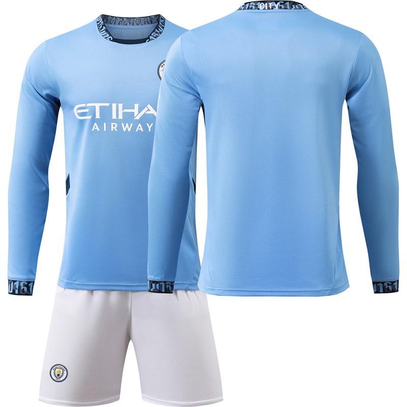 

2425 Manchester City s Home Long-sleeved Football Shirt No. 9 Harland 17 De Braunet 10 Gralish Children s Child Size 28