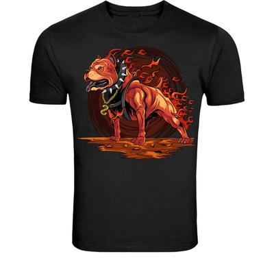 Flammender Pitbull Straßenhund T-Shirt - Feuerhund Kraft Grafik T-Shirt