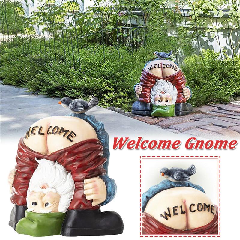 Charming Handstand Gnome Statue Featuring Funny Welcome Design For Your Garden