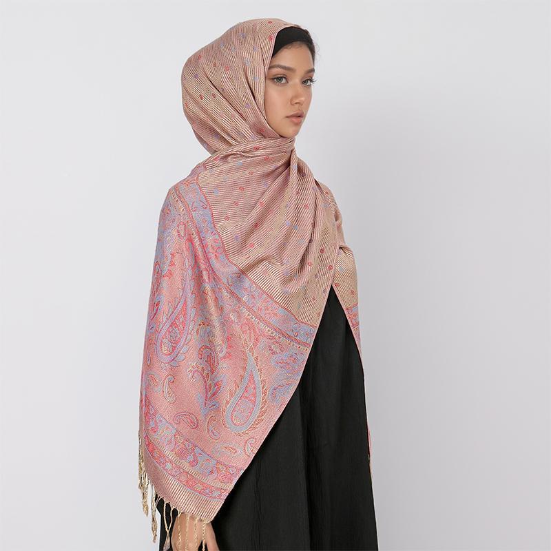 Ethnic Style Tassel Blanket Thick Pashmina Winter Warm Shawl Wrap Cashmere Jacquard Scarf Women Neckerchief Poncho Wrap Stoles