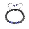 Tiger Eye & Turquoise Bracelet Set - Adjustable Woven Lava Stone Design