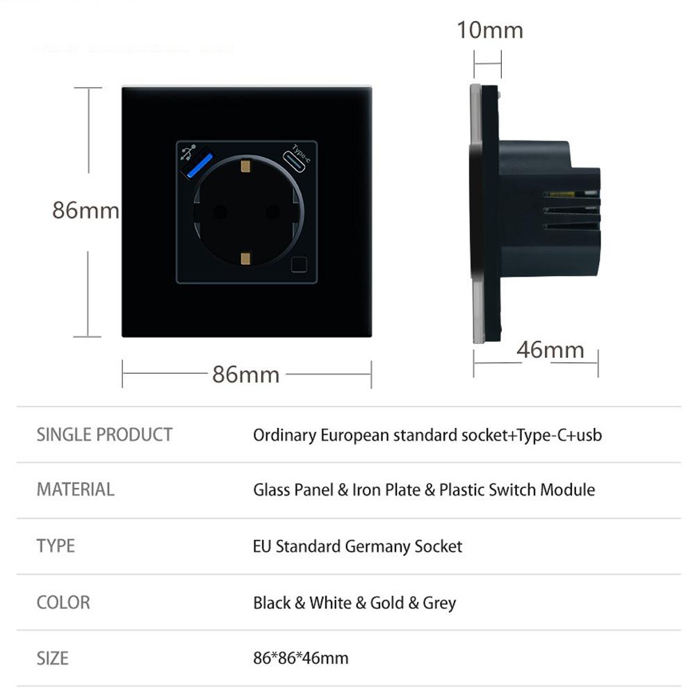 Tuya Type-C WiFi Smart Wall Socket Power Monitor USB EU Plug Outlet APP Wireless Remote Control Work With Alexa Google Home