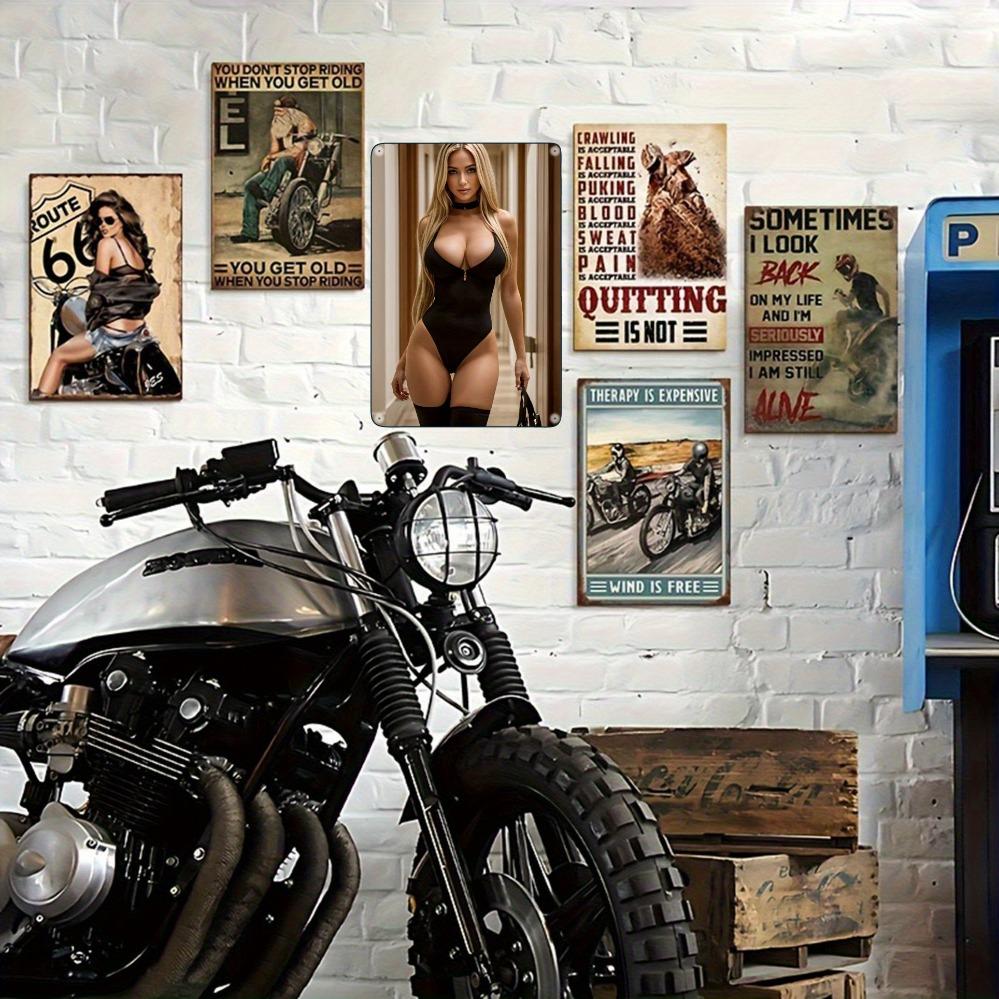 Vintage Bikini Girl Metal Wall Art 8"x12" Rustproof Waterproof Iron Decor Easy Hang Beach Theme for Home Bar Cafe Garage