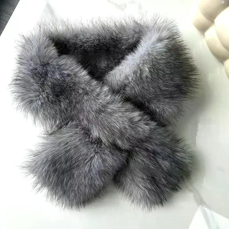 Fake Fur Long Scarf Soft Plush Fur Decor Winter Fluffy Warm Scarf Thick Luxury Wraps Shawl For Women