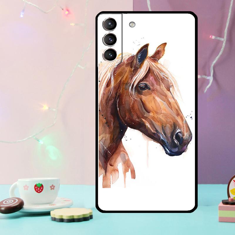 Horse Painted Art Phone Case For Samsung Galaxy S24 S25 Ultra S21 S22 S23 Ultra S9 S10 S20 Plus S25 FE Cover
