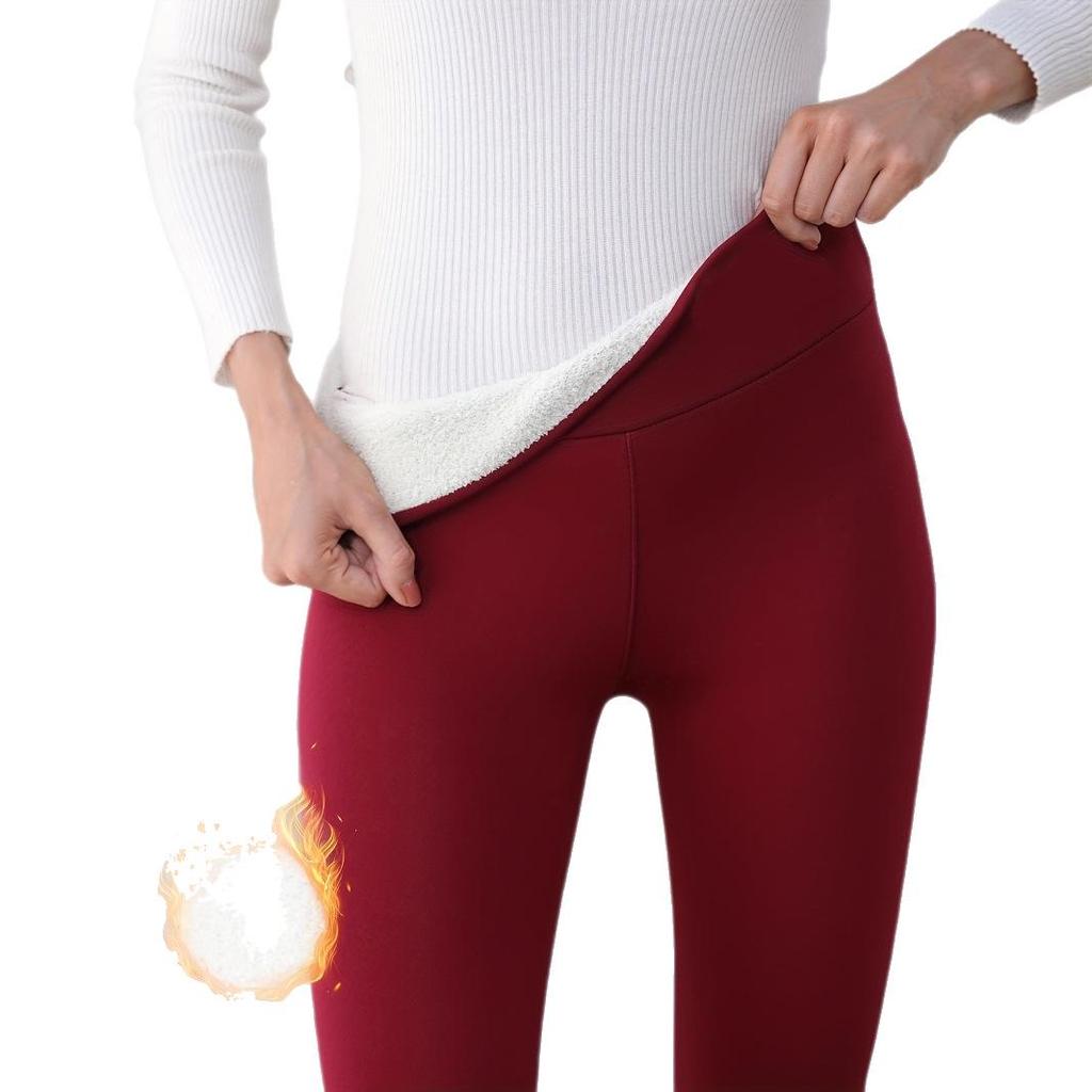 Women's High Waist Fleece Lined Lambswool Leggings for Autumn/Winter - Plus Size Yoga Pants