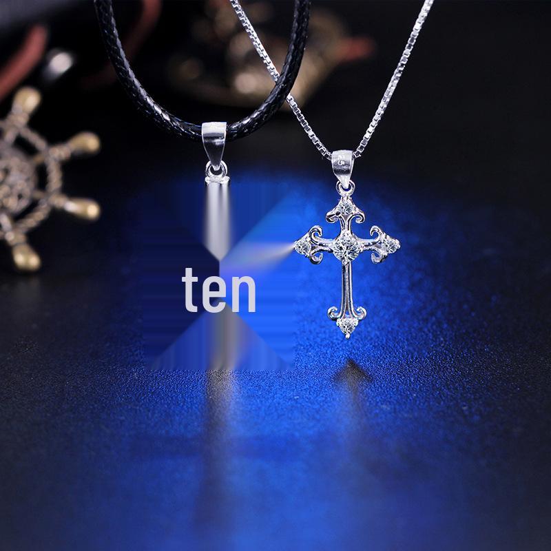 925 Sterling Silver Cross Pendant - Hu Bing Inspired European & American Fashion Clavicle Chain for Couples, Perfect Christmas Gift
