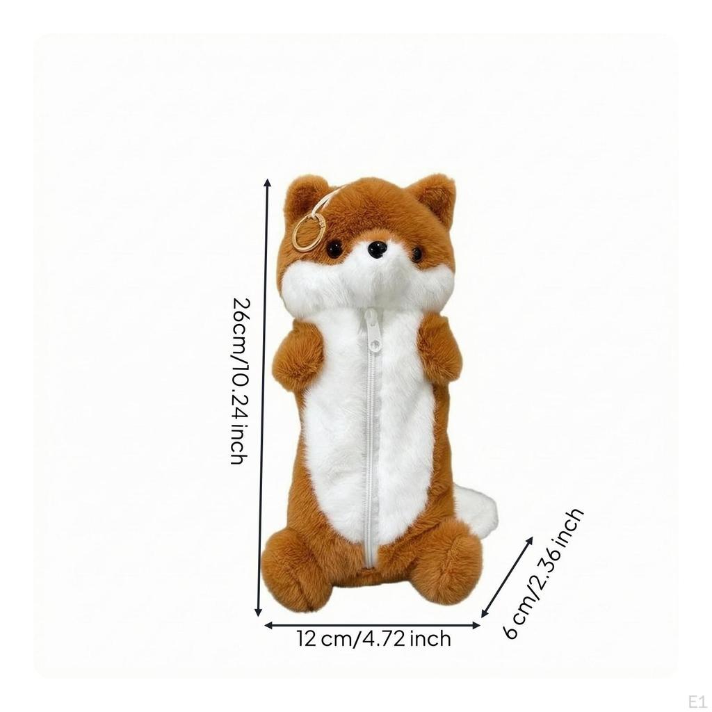 Animal Soft Pencil Case Fleece Standing Design School Supply