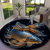 1pc General-purpose Rug, Fierce Big Fish Printed Round Rug, Comfortable Office Chair Carpet, Home Entrance Floor Mat