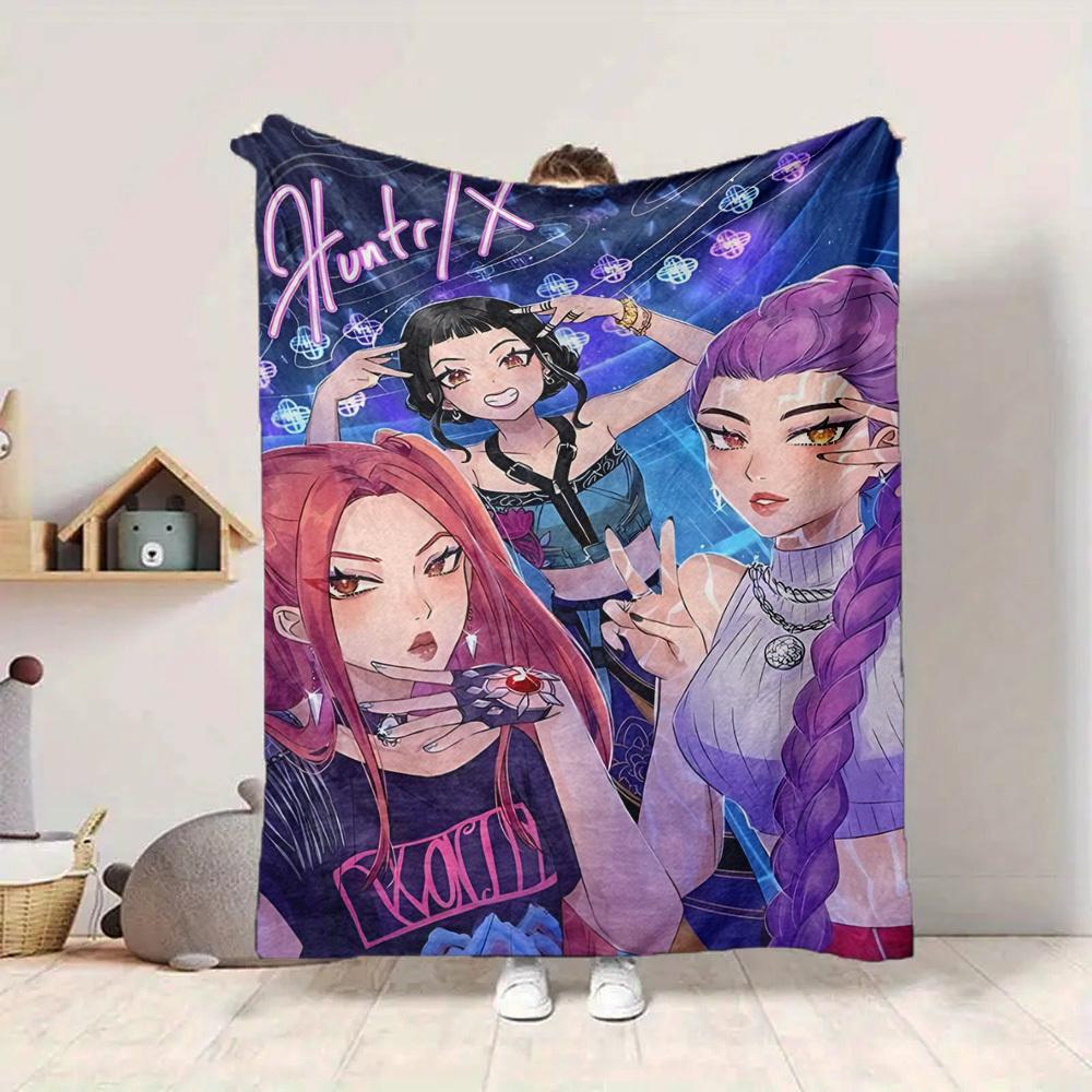1PC Huntrix, K POP Blanket, Throw For Sofa, Bed, Travel, Camping, Livingroom,