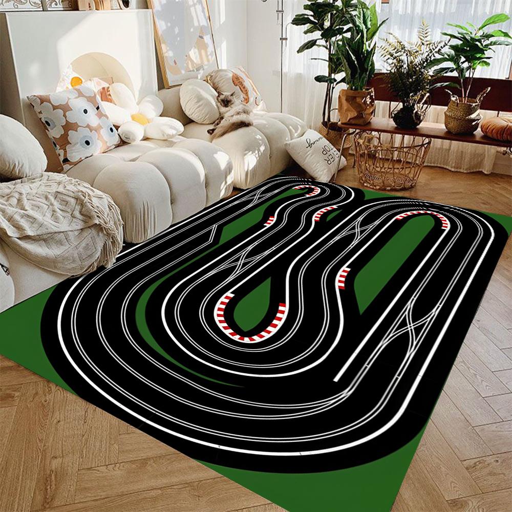 Green High-speed Toy Car Racing Track Carpet Children's Toy Car Play Mat Large Area Carpets for Living Room Nursery Room Gifts