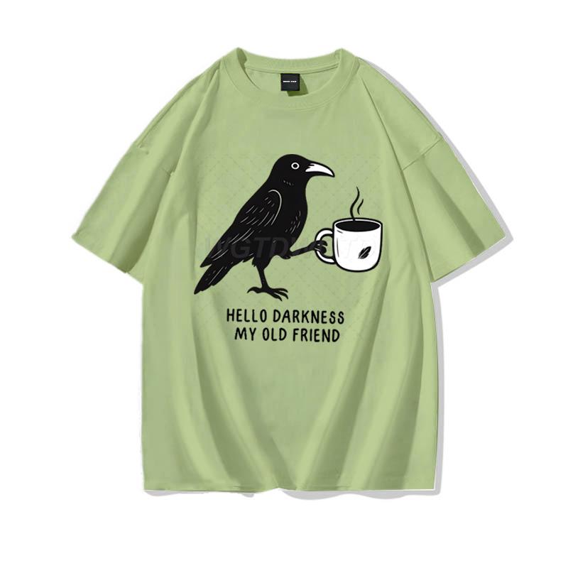 Raven Crow Coffee Shirt for Women Unisex Funny Gift for Coffee Lover Cotton Tshirt Womens Unisexs Oversized Comfort Colors Tee Top