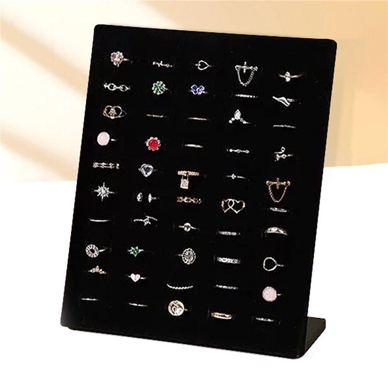 Geeignet zum Aufbewahren und Ausstellen von Ringen - Hochwertiger Samt L-förmiger 50-Ring-Ausstellungsständer 1 Stück