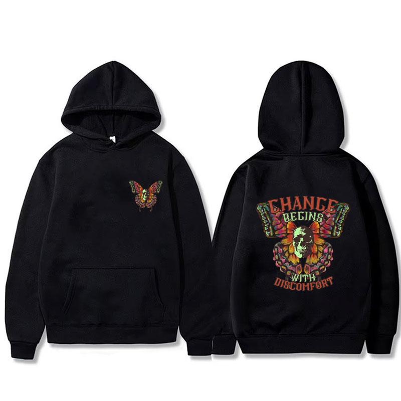 

Change Begins with Discomfort Graphic Print Hoodie Unisex Gym Fitness Oversized Sportswear Men Women Casual Soft Cotton Hoodies 3XL