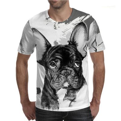 French Bulldog 3D Print Men's T Shirt O Neck Short Sleeve Animal Funny Graphic Streetwear Summer Male Oversized Tops Tees