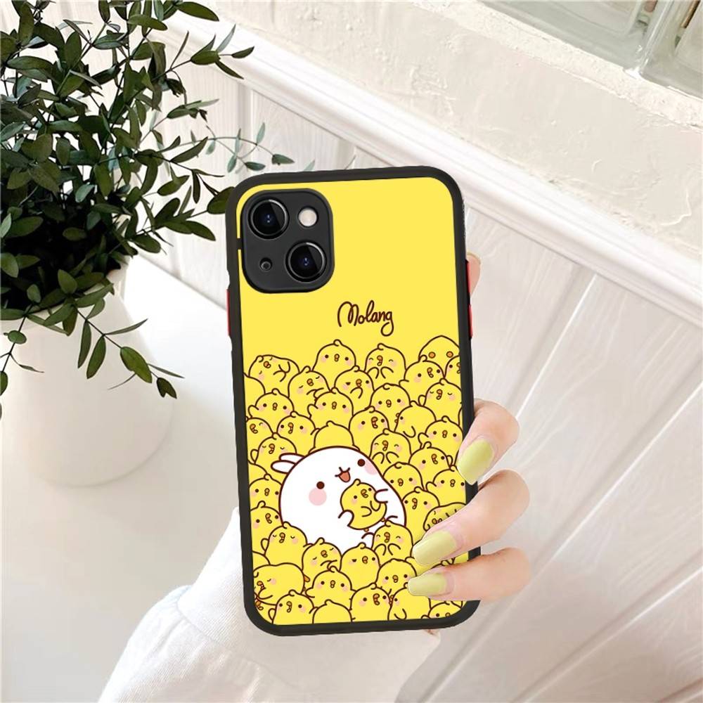 Kawaii M-Molangs Phone Case for iPhone 16 15 14 11 12 13 Pro Max X XS Translucent Matte Cover