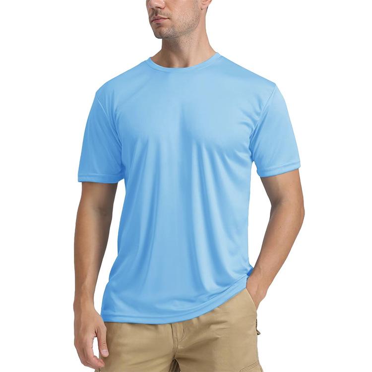 

Men s UPF50+ Crew Neck Quick-Dry Sports T-Shirt: European & American Outdoor Spring/Summer Casual Sun Protection XL синий