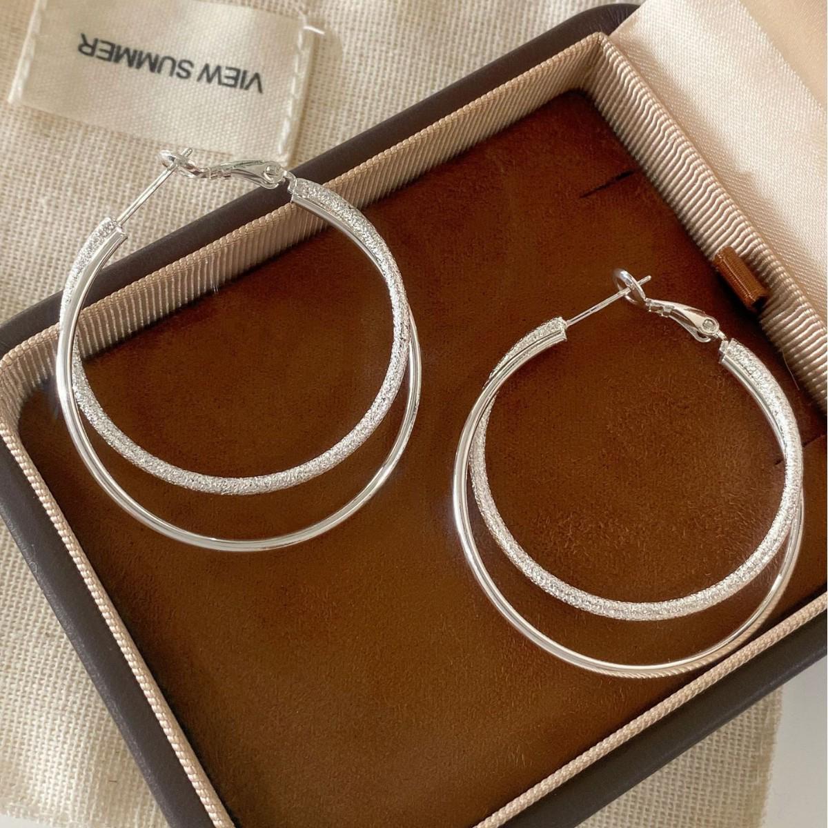 Elegant French Double Layered Silver Baby s Breath Hoop Earrings - Light Luxury and Exquisite Design