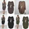 Women's Christmas Deer Pattern Printed Round Neck Dress With Full Sleeves And Stylish Design