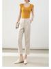 Women's High-Waist Cotton Linen Cigarette Pants - Summer 2025, Petite Eight-Point Casual, Straight Leg