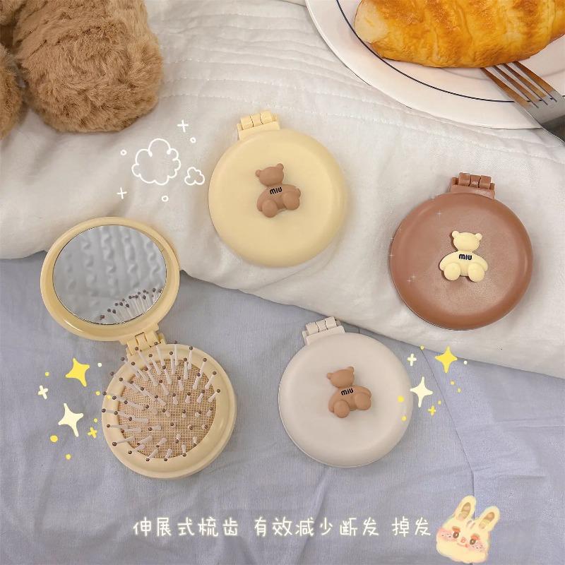 Portable Mini Cute Folding Plastic Airbag Comb Massage Comb Mirror Integrated,easy To Carry, Suitable for Travel and Outdoor Use