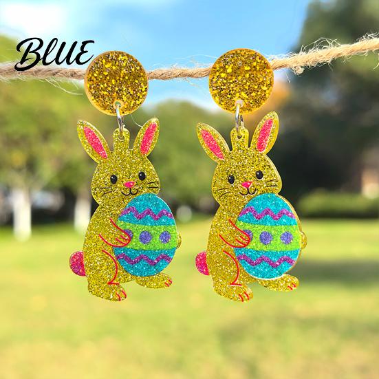 Acrylic Earrings Easter Bunny for Women Glittery and Colorful Rabbit