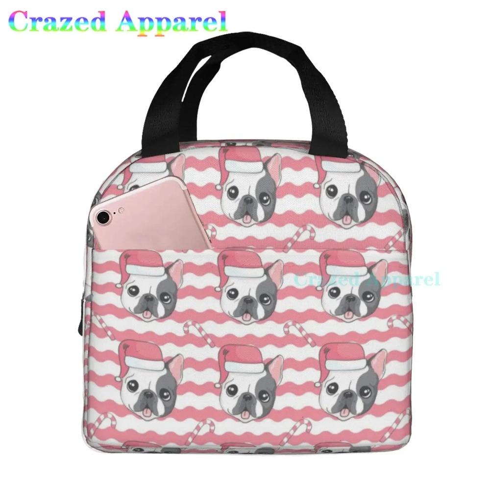 French Bulldog Cute Dog Insulated Lunch Bag Portable Thermal Cooler Box Reusable Picnic Tote Bento Bag for Men Women Kids
