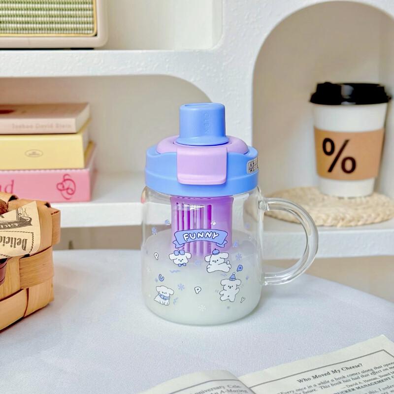 

Shangqi Cartoon Dual-Use Glass Water Bottle with Handle